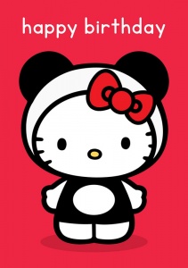 Hello Kitty Dressed as a Panda - Greeting Card